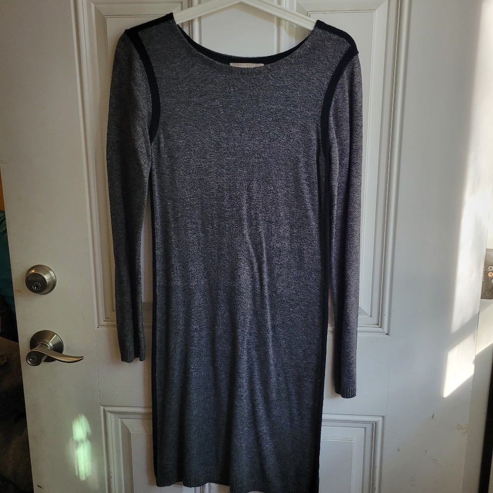 Joan Vass Charcoal Long Sleeve Sweater Dress